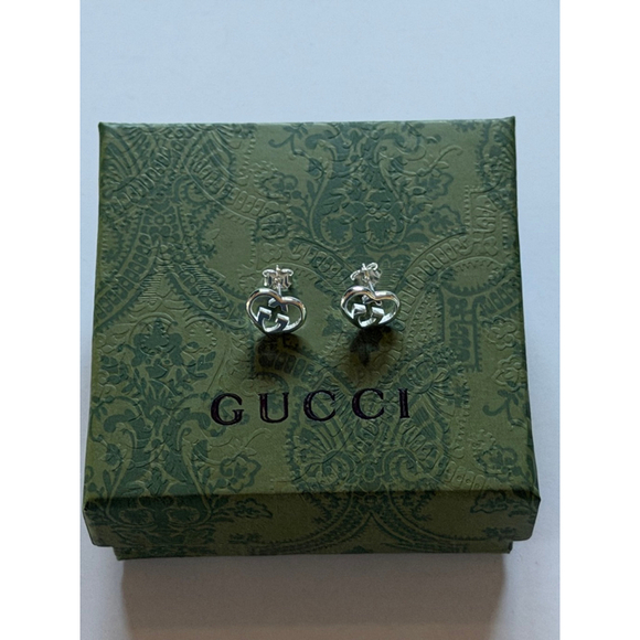Gucci Silver Heart Interlocking G Earrings - Picture 2 of 4